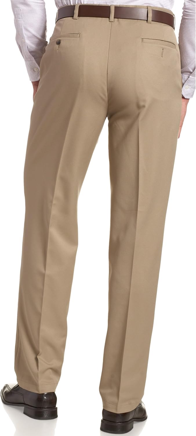 Haggar Men's Cool 18 Hidden Expandable-Waist Plain-Front Pant, Classic Fit at  Men’s Clothing store: Dress Pants