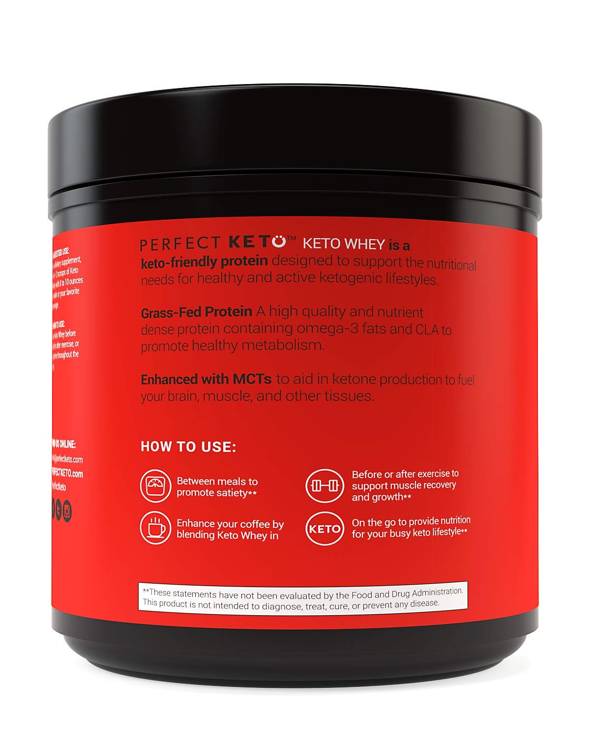 Pure Vanilla Whey Protein Powder Isolate by Perfect Keto | Delicious 100% Grass Fed Whey | All Natural | No Artificials, Gluten Free, Soy Free, Non-GMO