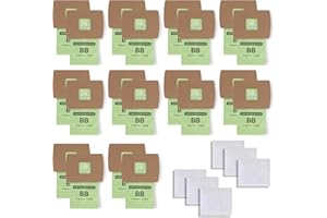 BIHARNT 20 Pack Type BB Compact Canister Bags Replacement for Oreck XL Buster B Handheld Vacuum Bags PKBB12DW AK1BB8A Compatible with BB180 BB280 BB850 BB870 BB880 BB900 BB1000 MV160CC1600 with 6 Motor Filter