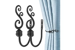 DAZUINIAO Curtain Holdbacks 2pcs, Metal Curtain Holders for Drapes, Wall Mounted Curtain Tieback Hooks, Drapery Holdbacks for