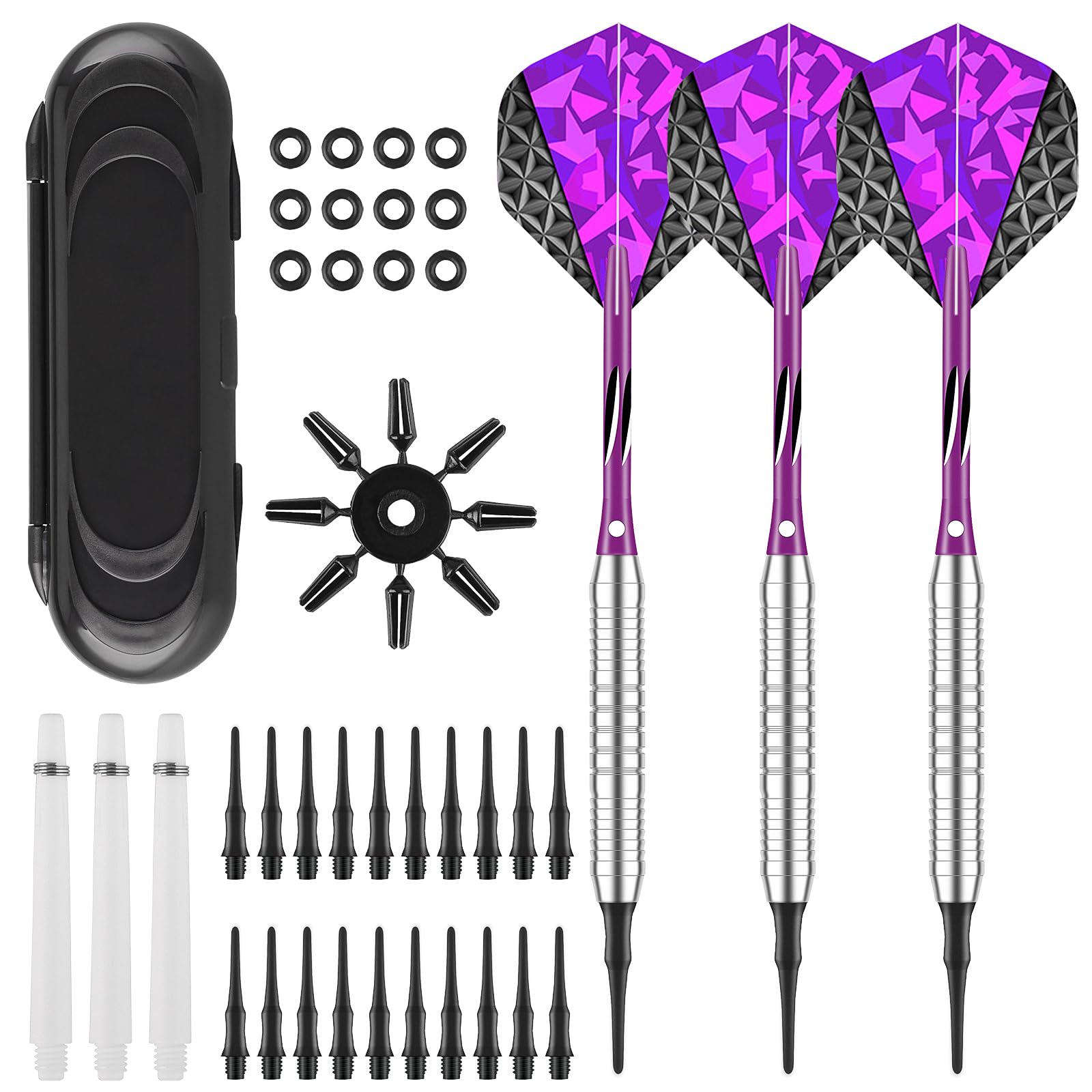 Deetenks Soft Tip Darts Set 3 Pack 18 Grams Darts Soft Tip Set Professional Darts Bar Dart Plastic Tip Darts Set for Dartboard