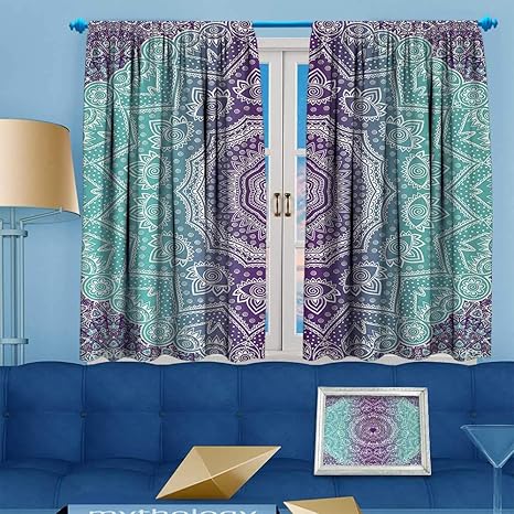Amazon Com Blackout Curtain Purple And Turquoise Hippie Ombre