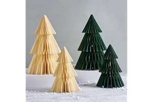 Homarkable 4 Pcs Paper Christmas Tree, Paper Christmas Ornaments, 3D Honeycomb Xmas Paper Trees, Christmas Party Decorations, Christmas Holiday, Christmas Centerpiece