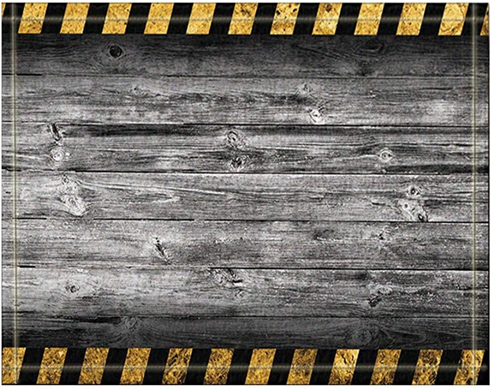 JHDF Fondo de Madera Gris con Franjas de Advertencia Negras y Amarillas