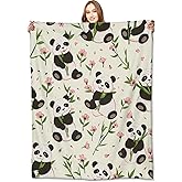VODRM Cartoon Panda Blanket Cute Animal and Floral Flower Throw Blankets,Birthday Gifts for Kids & Animal Lovers,Lightweight Soft Fleece for Sofa Couch Bed Room Travel Farmhouse Decor 50x60in