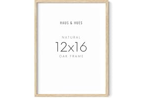 HAUS AND HUES Beige Oak Wood 12x16 Picture Frame - Modern Wood Wall Art Display - Lightweight 12x16 Frame for Art Prints, Photos, Posters - Ready-to-Hang Vertically & Horizontally