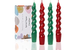 LPUSA 7.5 inch Christmas Taper Candles-Green and Red Spiral Candles-Unscented Candle Sticks and Dripless,Christmas decorations-4pcs(Green,Red)