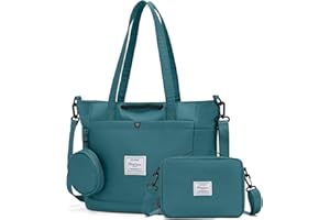 BJLFS Tote Bags for Women with Toiletry Bag Sets Carry on bag Handbag Waterproof Casual Travel Beach Bag Crossbody Bag for Gym Work Travel Shopping with Toiletry Bag Blue