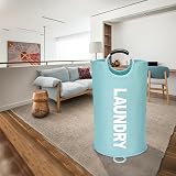 Maxsilan 125L X-Large Laundry Basket Freestanding Collapsible Light Blue view 7