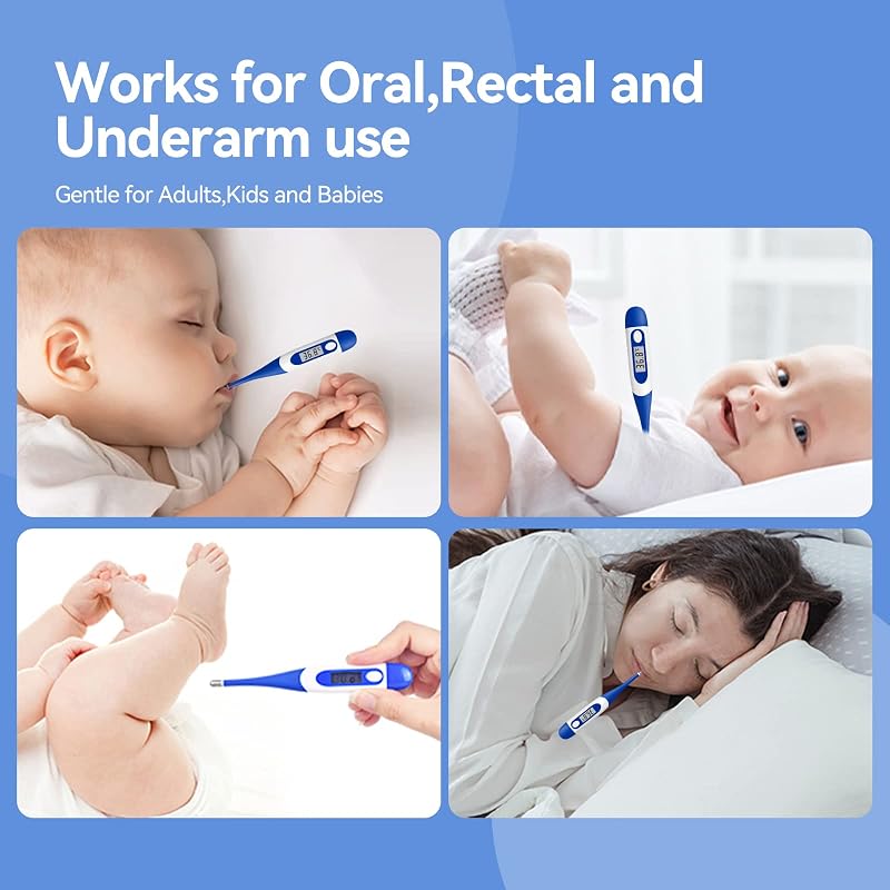 Flexibles digitales Thermometer für Erwachsene und Kinder, Mund- und Unterarmthermometer, wasserdichtes medizinisches Thermometer