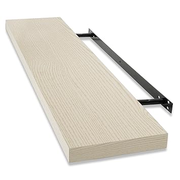 casa pura® Design Wandregal Stockholm | matt | freischwebend (versteckte Halterung) | in 5 Farben und 3 Längen (beige/Holzopt