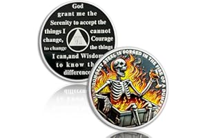 YRCKUDZKG Skeletons in The Fire 6 Year Sobriety Coin, Dumpster Fire AA Coin | Affirmation AA Chips and Medallion, Serenity Prayer Recovery Token, Inspirational Sobriety Gifts for Men & Women