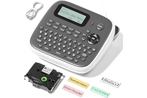 VOLENGO Label Maker Machine with Tapes, Label Makers, Label Maker Waterproof-Labels, Labeler Machine with-Tape 12mm 0.47 Laminated White, D210s Inkless Portable Labeling Machine for Home School Office