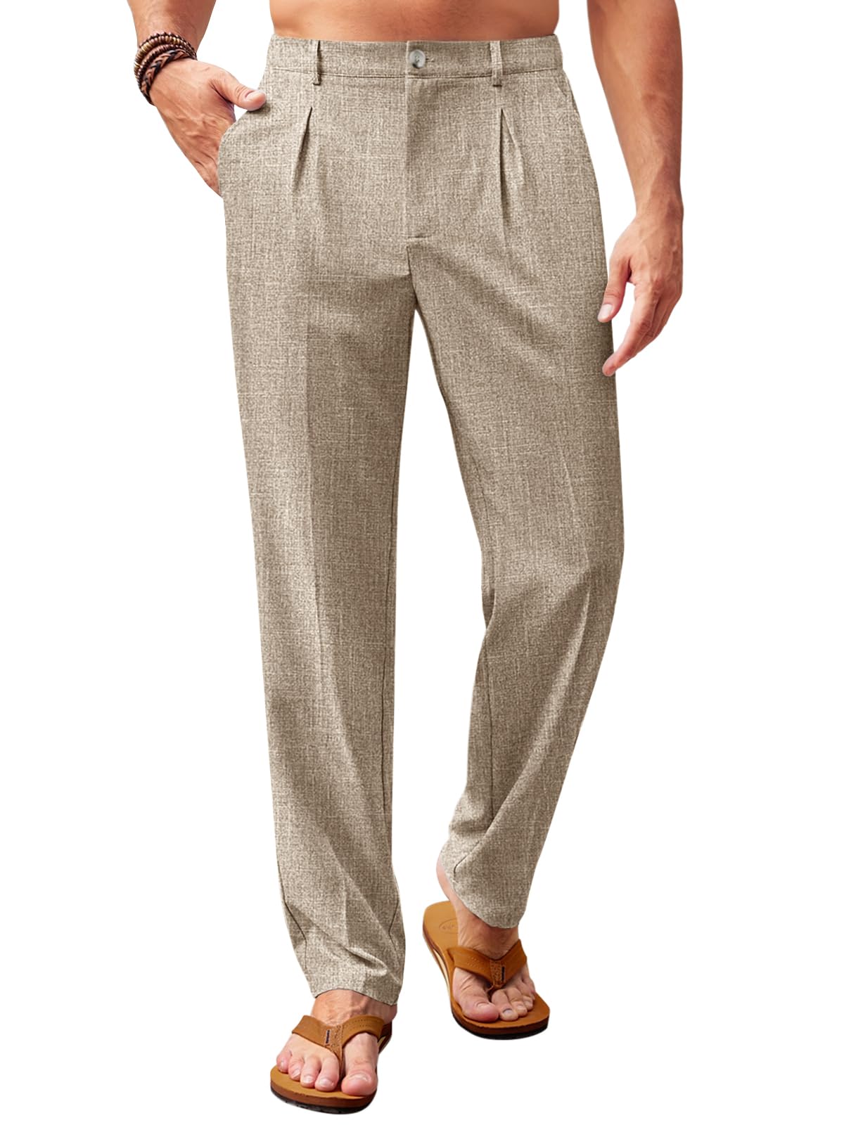 Runcati Mens Casual Pants Elastic Waist Lightweight