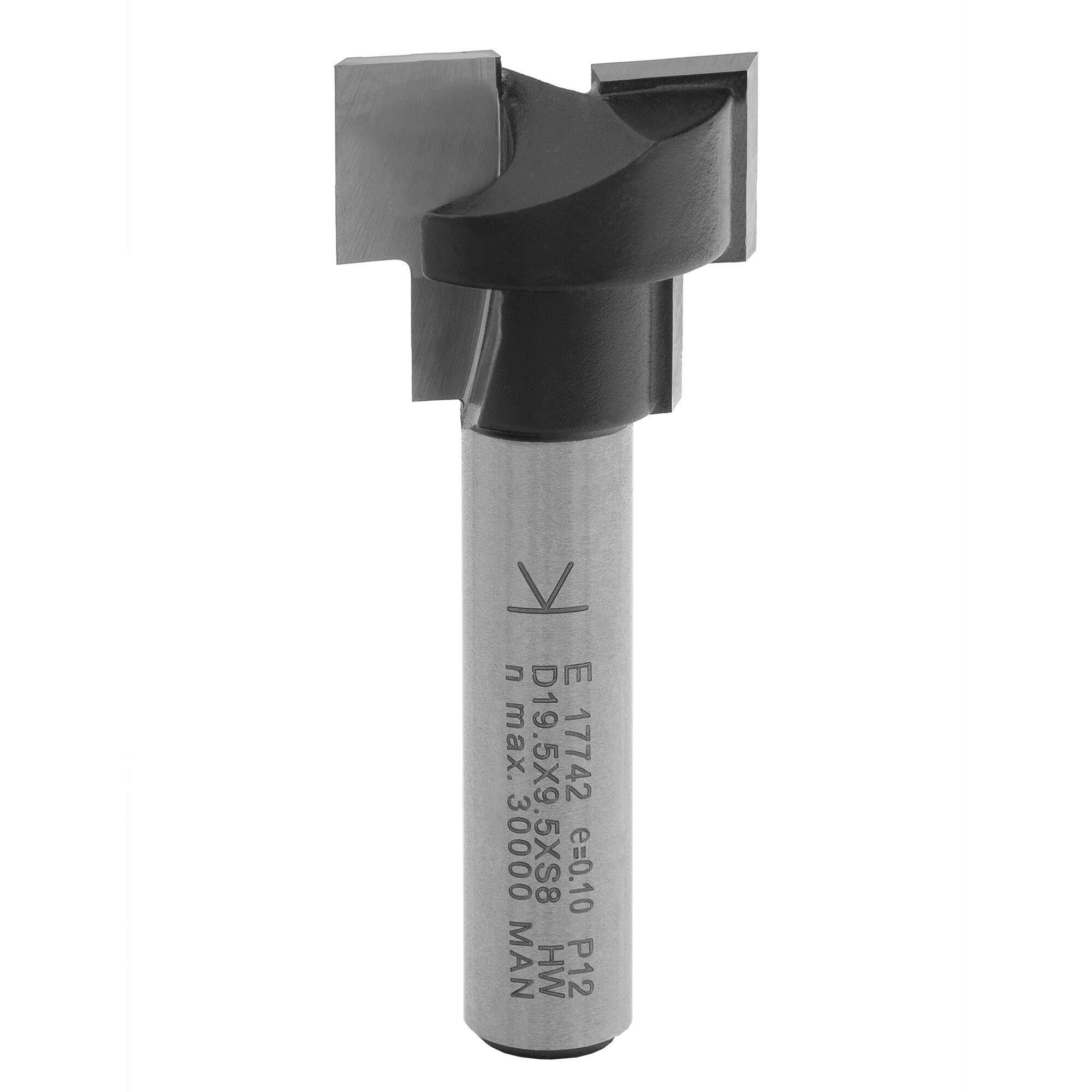 ENT 17742 T-slot router bit M12 mm, carbide, shank (S) 8 mm, diameter (D1) 19,5 mm, D2 12,6 mm, NL1 7 mm, NL2 9.5 mm, Z2