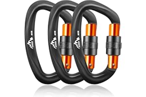 AINIKEY UIAA Certified Professional Heavy Duty Large Locking Carabiner Clips Climbing Carabiner 25kN Auto Locking Carabiner for Rock/Ice Climbing Rappelling Rescue Swing etc, D Shaped