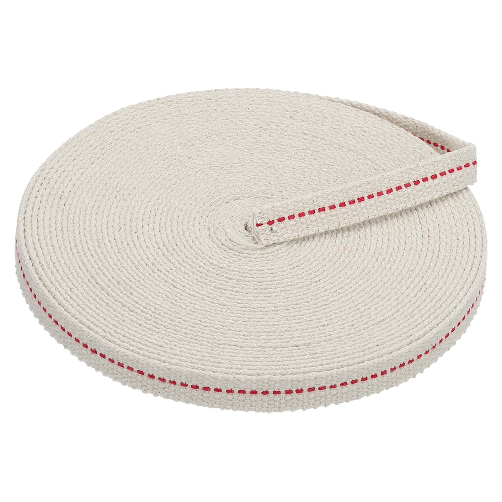 PATIKIL 1/2" Wide 33 Feet 100% Cotton Flat Wick, Oil Lamp Wicks with Red Stitch for Kerosene Lamp Lantern Oil Burner