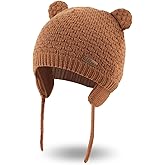 Bamery Baby Crochet Hat Infant Cute Bear Ear Beanie Toddler Boys Girls Earflap Hats for Fall Winter Warm Cap