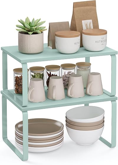 SONGMICS Spice Rack Set 2 Cupboard Shelf Organisers Expandable Kitchen