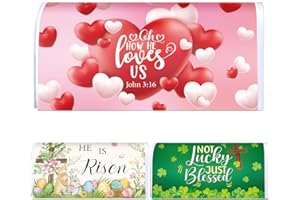 Gilprop 3 Pcs Christian Valentines Magnetic Mailbox Covers Magnetic Standard Size18 x 21 Inch Happy Valentines St. Patrick's Day Easter Spring Letter Box Cover for Garden Yard Outdoor Decor