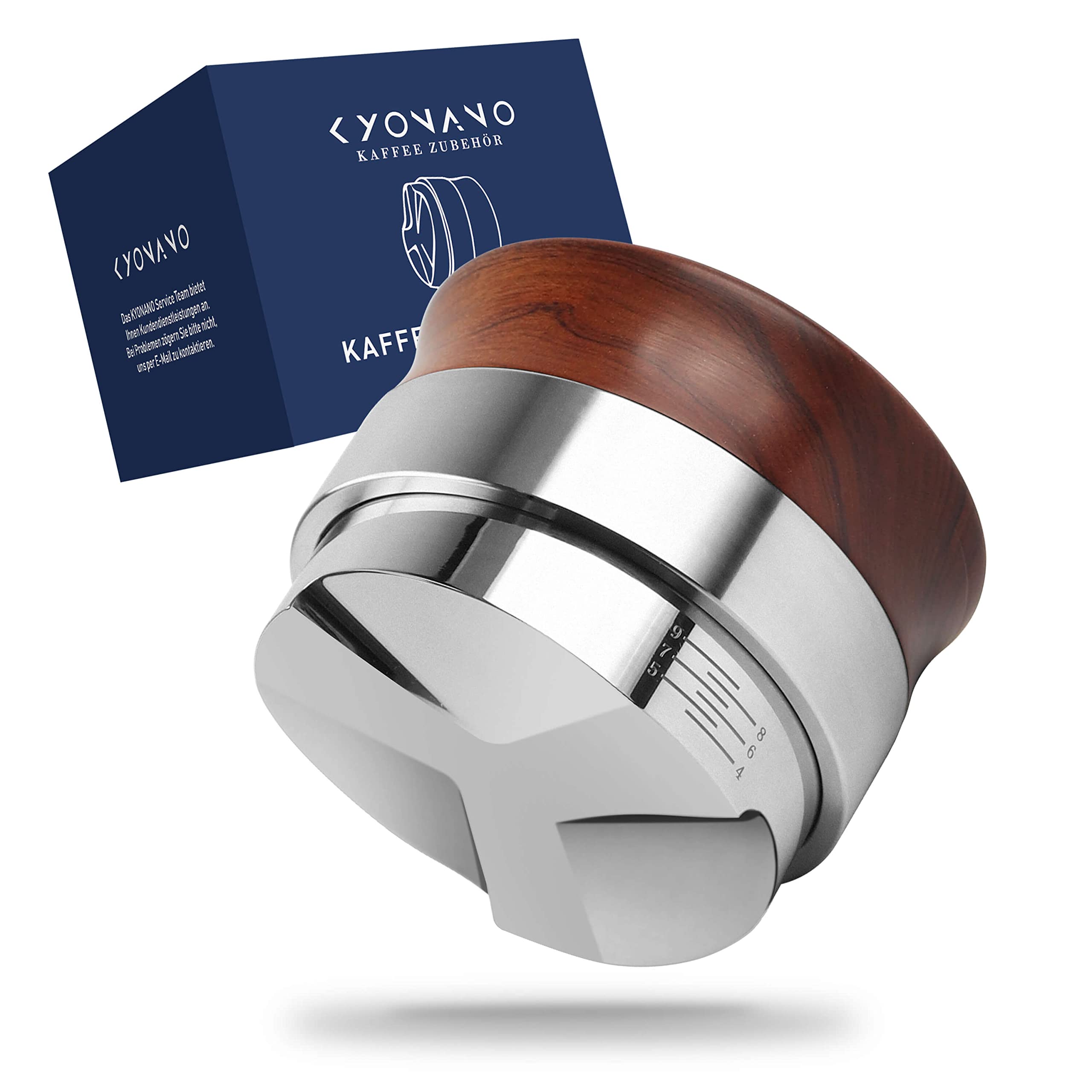 KYONANO Distributor 51mm Height Adjustable, Coffee Powder Distributor，made of Premium Stainless Steel & Yellow Birch Wood, Perfect for Extraction Coffee Distributor