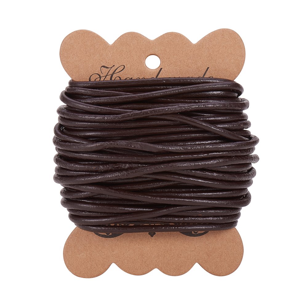 PH PandaHall 1 Roll 3 mm Cowhide Round Leather Cords For Bracelet Neckacle Beading Jewellery Making 10 meter / 11 Yard Dark Brown