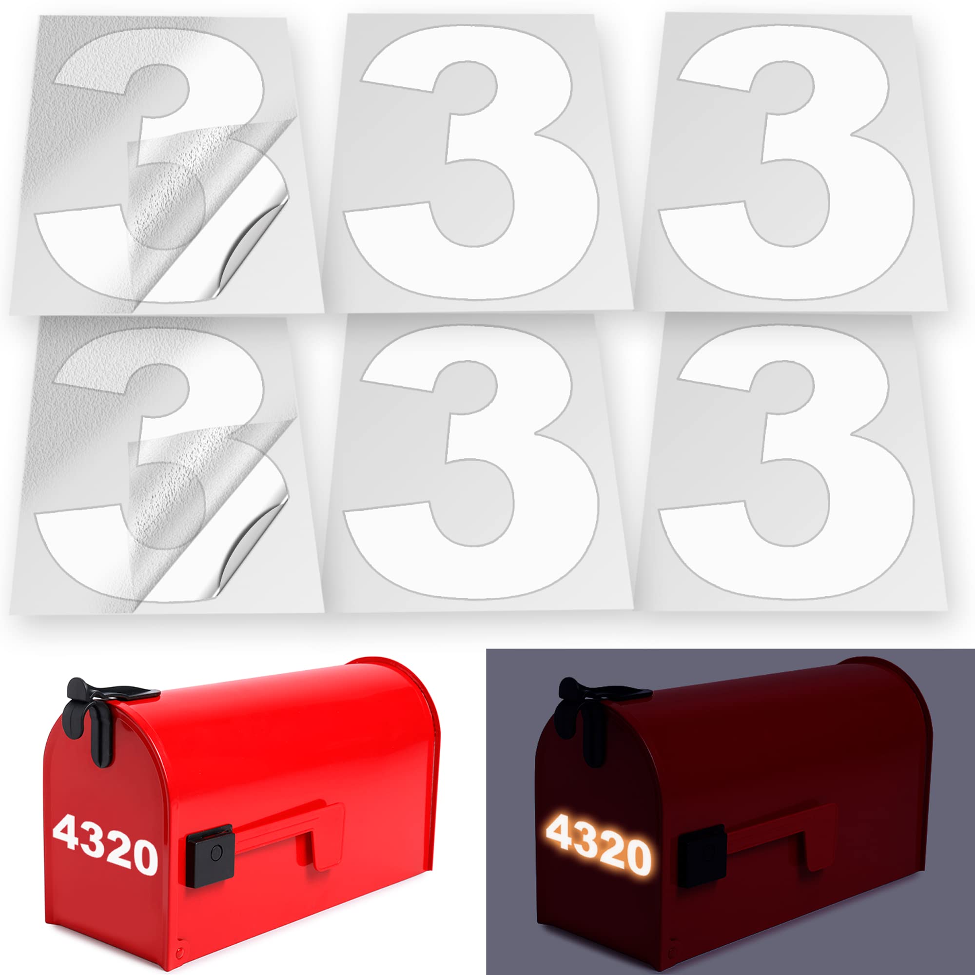 Photo 1 of iSYFIX Reflective Vinyl Number 3 (Three) Stickers - 6 Pack 2 inch Self Adhesive - Premium Decal Die Cut & Pre-Spaced for Mailbox, Signs, Door, Cars, Trucks, Home, Business, Address Number, Outdoor