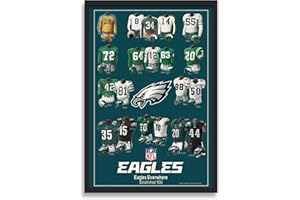 Sporticulture NFL Football Wall Art Print Framed - Philadelphia Eagles Poster Team Uniform Heritage Jersey Wall Decor - NFL Football Posters for Boys Bedroom & Decorations for Man Cave, 14X20