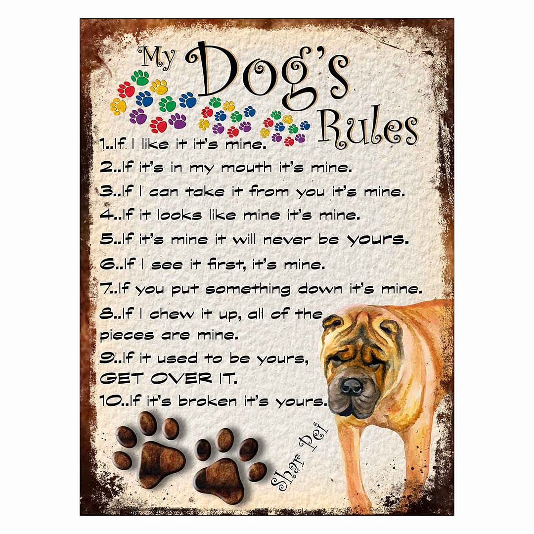 Shawprint Limited MY DOG'S BEDTIME PRAYER RETRO STYLE METAL TIN SIGN/PLAQUE (473DRM) SHAR PEI
