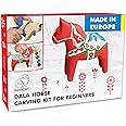 BeaverCraft, Whittling Kit for Adults and Teens - Wood Carving Kit DIY 02 Dala Horse - Wood Carving Tools Craft Supplies for Adults Whittle Knife Basswood for Carving Painting DIY Kits for Adults