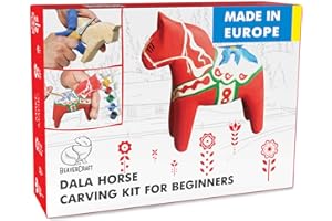BeaverCraft Wood Carving Kit with Whittling Knife & Basswood - Whittling Set DIY 02 Dala Horse - Hobbies for Adults and Teens