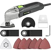 GALAX PRO Oscillating Multi Tool 22000 OPM 2.0A, 3 Degree Oscillating Angle with 3 Pieces Saw Blades, 1 Piece Semi Circle Bla