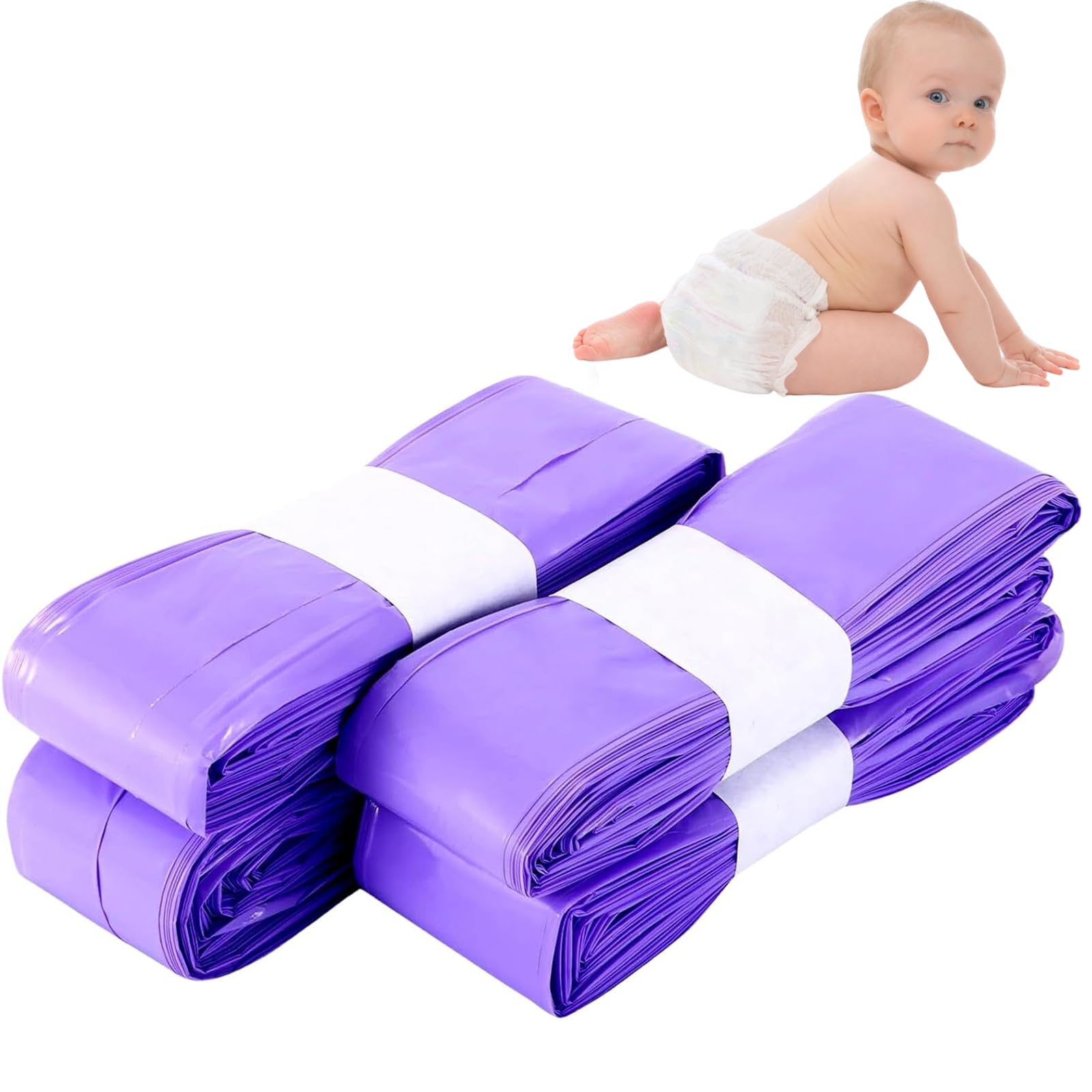 4 PCS Nappy Bin Refills Diaper Trash Bags Odor Control Nappy Bin Light Purple Nappy Bin Refills 4.5M Diaper Odor Proof Leak Proof Sustainable Travel Garbage Bag