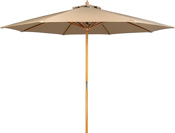 Trademark Innovations Umbwood9 Tan 9 Wood Frame Patio Umbrella Tan Amazon Ca Patio Lawn Garden