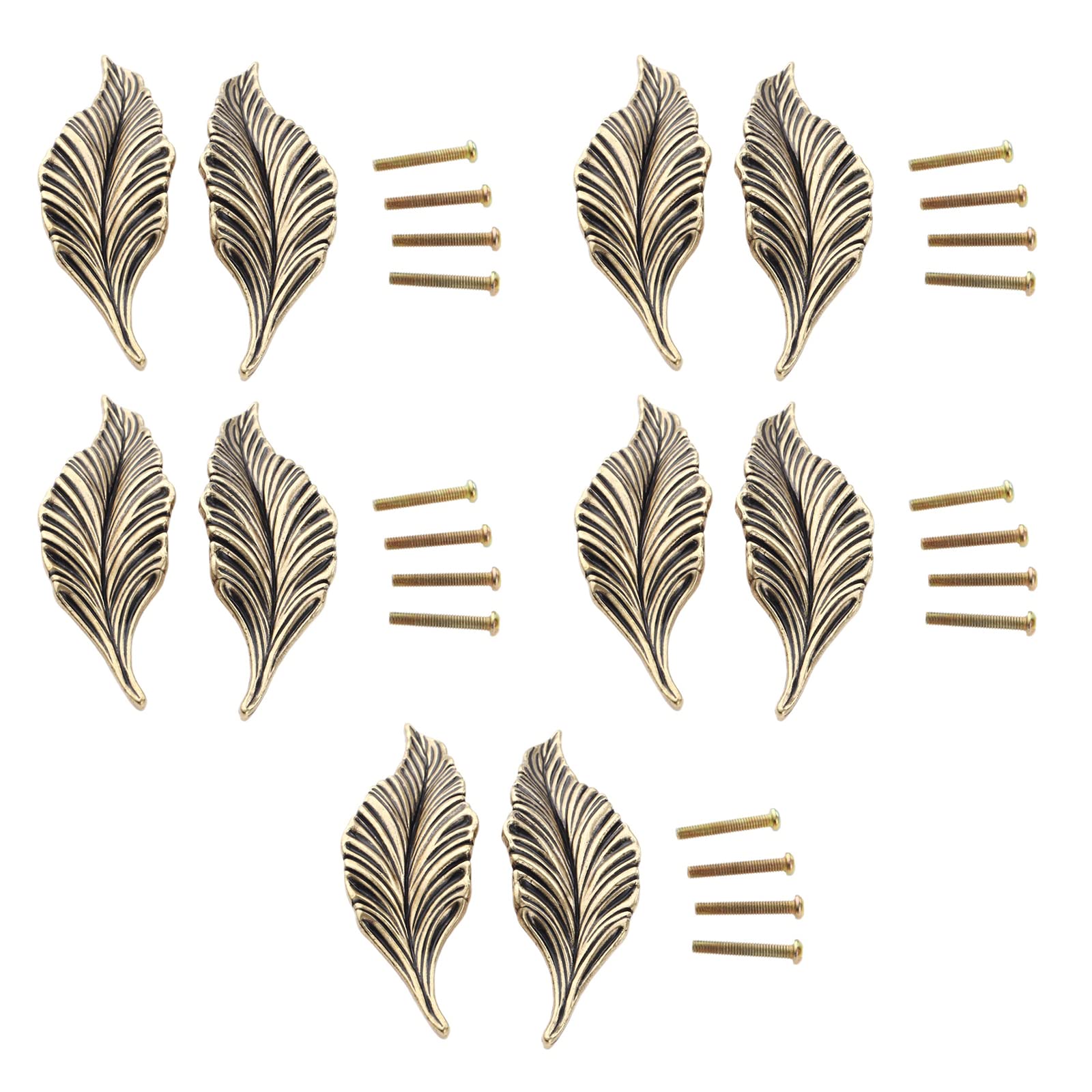 Mgoodoo Leaf Handles Knob Zinc Alloy for Cabinet,Kitchen,Door,Drawers,Bookcases,4.13in (5pairs, Bronze)