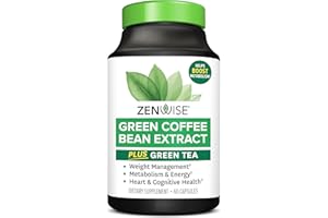 Zenwise Health Green Tea Extract with Green Coffee Bean Extract - Vegan Skin & Heart Support + Brain Health & Memory Boost