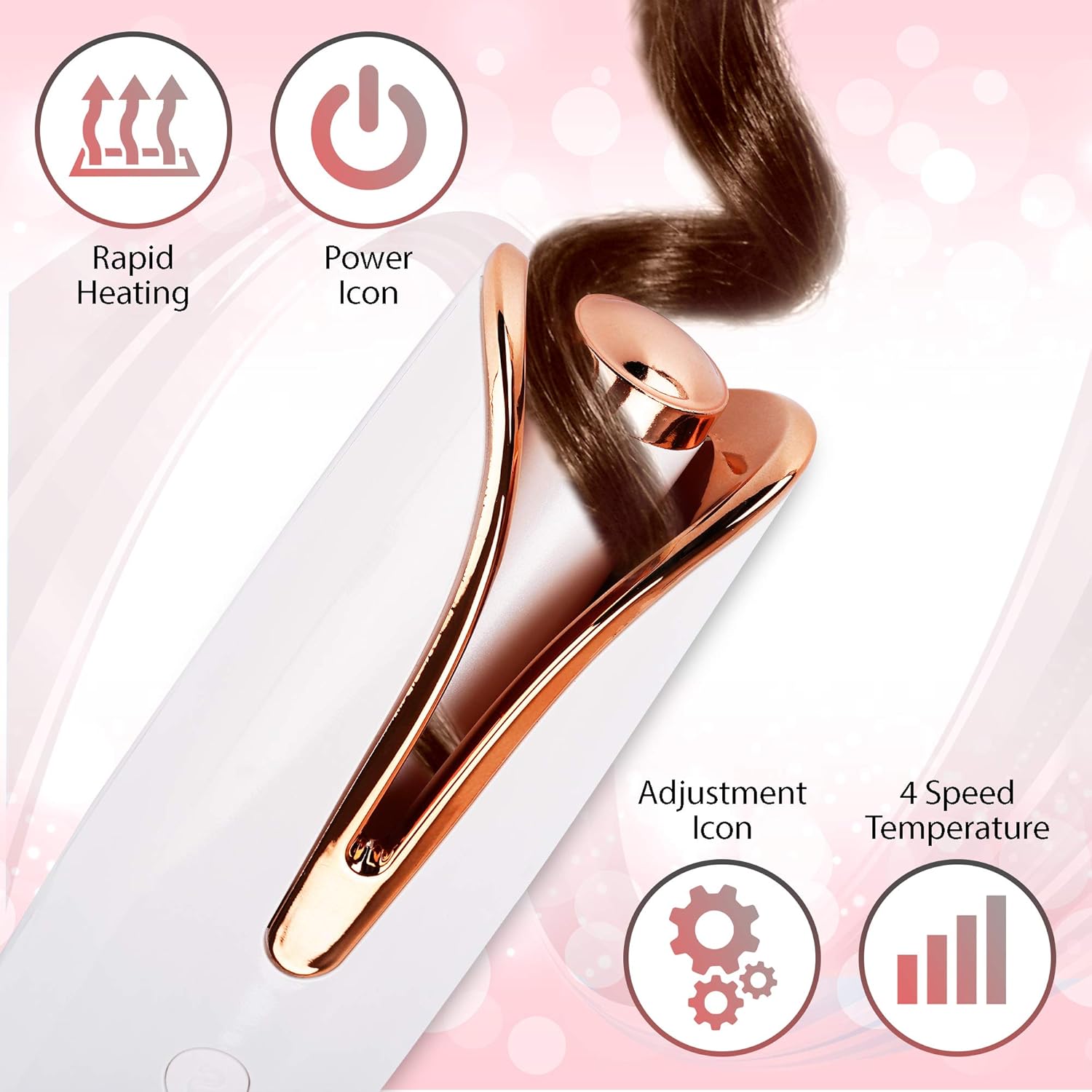 Automatic Cordless Hair Curler That Gives You Brilliant Beautiful Natural Curls, Light Weight Portable Curling Iron Allow You to Style Anytime Anywhere 4 Temperature Setting for Different hairstyling: Health & Personal Care