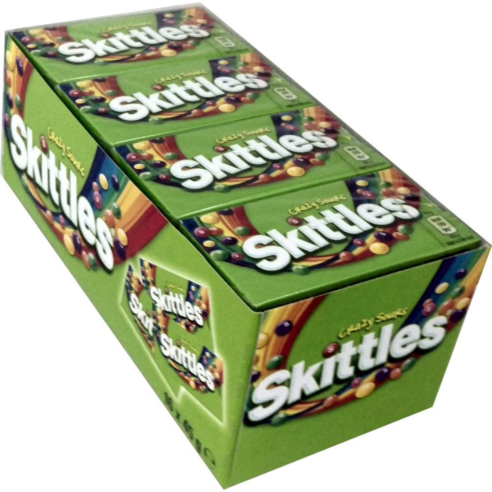 Skittles Crazy Sours, Acid-Fruit, 16 Packs of Chewing Candies of 45 g
