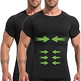 Lgtfy 4D Mens Compression Shirt Short Sleeve, Gynecomastia Tummy Control Back Support Undershirt, Slimming Vest