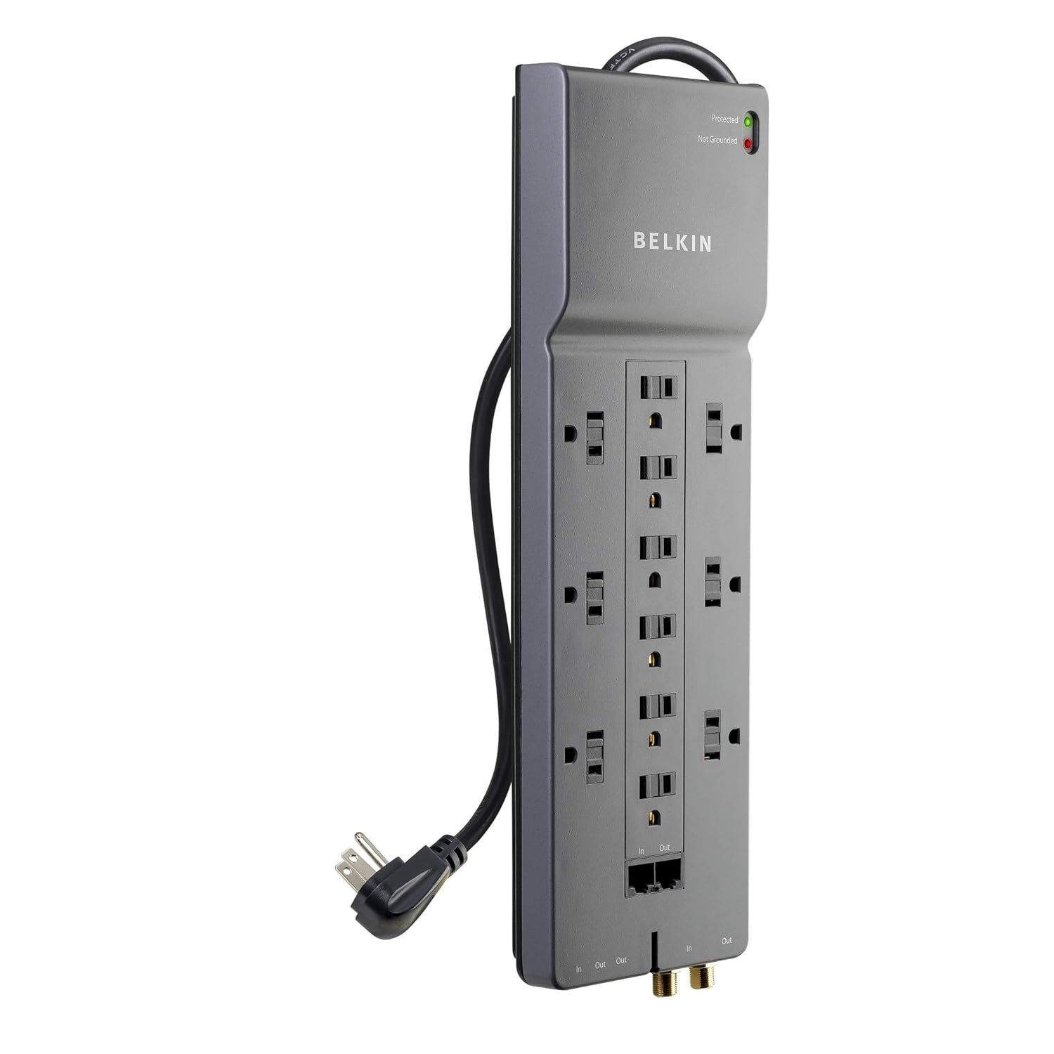 Belkin BE11223410 12Outlet Power Strip Surge Protector w/ Flat Plug