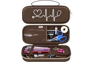 BOVKE Stethoscope Case for 3M Littmann Classic III Monitoring, Lightweight II S.E, Cardiology IV Diagnostic, MDF Acoustica Stethoscopes, Extra Room for Nurse Essentials and Medical Supplies, Brown