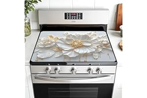 AOHMPT Multi-Design Stove Cover for Glass/Electric Stoves - 3-in-1 Heat-Resistant Protector Mat, Non-Slip Drying Rack 28"x20"