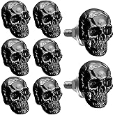 Sanyeyufeng 8 PCS Skull License Screws Skeleton Frame Plate Bolt Gothic Skulls Decor for Car, Motorcycle, Truck, Vehicle (Black)