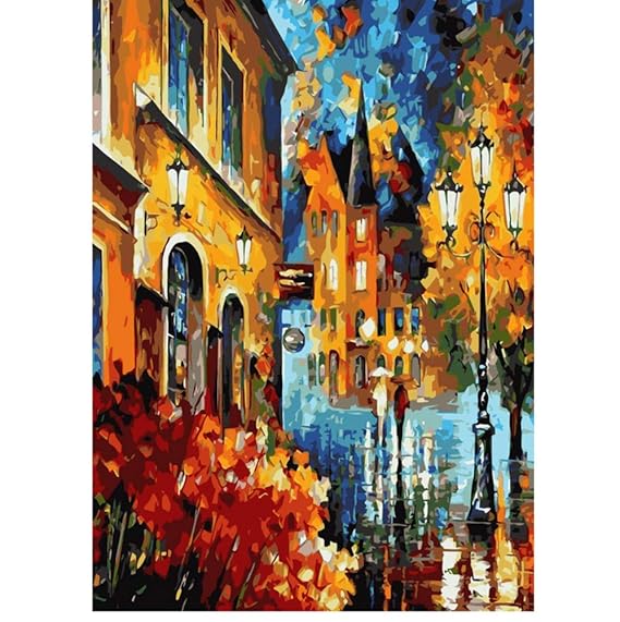 QAZZSF Rahmenlose Abstrakte Straßenlaternen DIY Farbton Ölgemälde Durch Zahlen Kits Zeichnung Malen Auf Leinwand Für Wandkuns