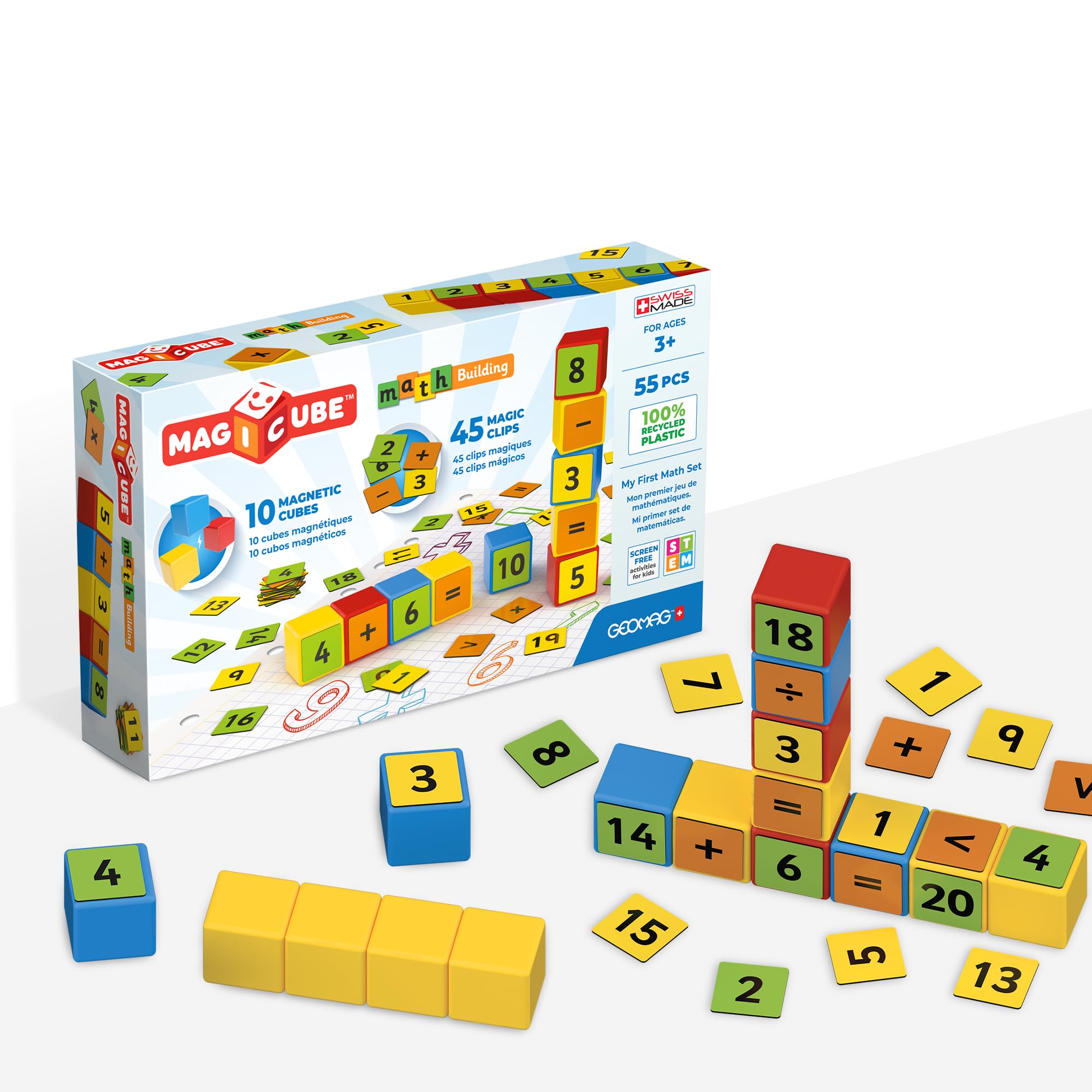 Geomag - Magicube Math Building Recycled Clips, 256, White