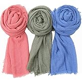 EVQ Soft Cotton Hemp Scarf Wrap Long Hijab Scarves for Women