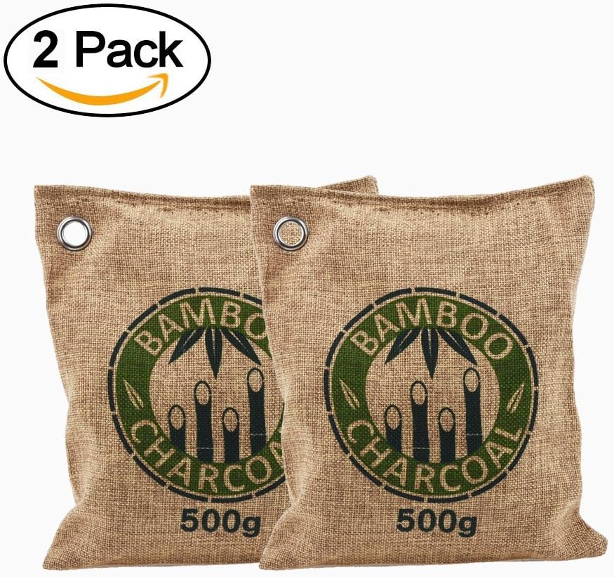 Air Purifying Bag Reuse up to 2 Years TraPal 100% Natural Activated Bamboo Charcoal Bag Air Purifiers Air Fresher Air Dehumidifier Air Filter Allergy-Free Filters Odor Neutralizer Odor Eliminator Odor Remover Odor Absorber Deodorizer Bag for Car Home Closet Kitchen Shoes Refrigerator Pet Area (2X500g)