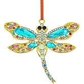 Tuquland Dragonfly Christmas Ornaments 2025 Beautiful Dragonfly Ornament for Tree Metal Hanging Christmas Ornaments for Kids Dragon Fly Keepsake Gifts for Women Men Rhinestone Ornament