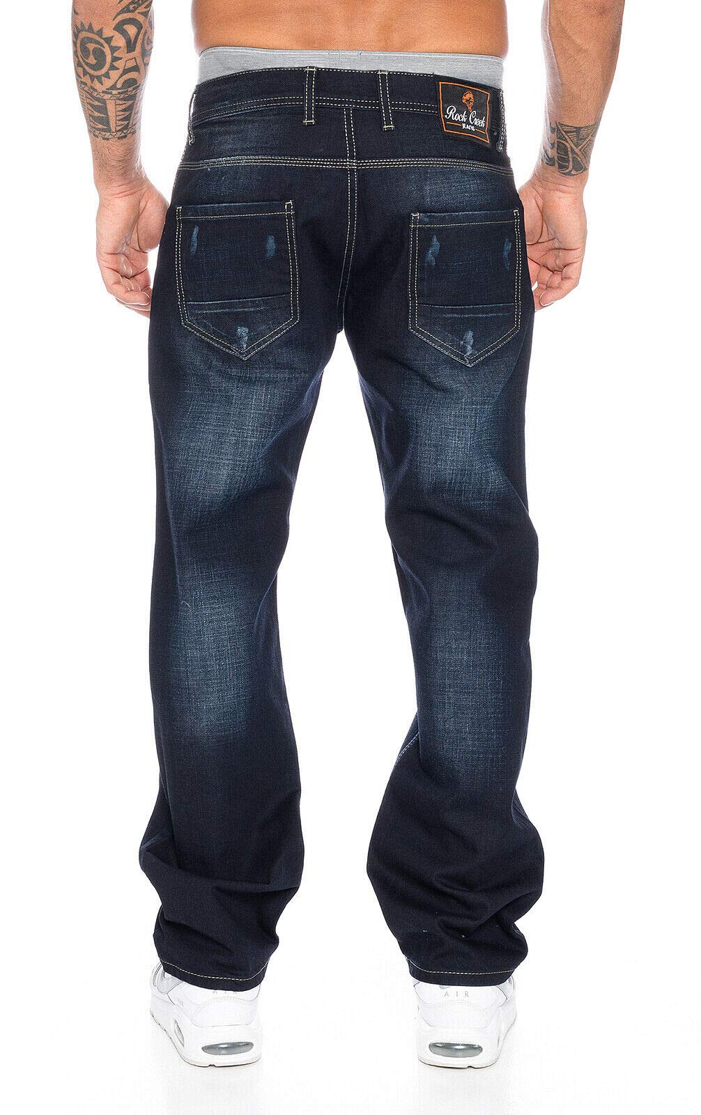 Rock Creek Herren Jeans Hose Denim Blau Straight-Cut Gerades RC-2091 Dunkelblau W36 L34 3