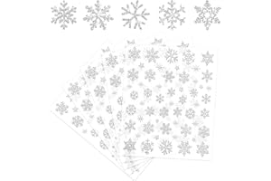 Starboling 330Pcs Glitter Christmas Stickers,Silver Snowflake Decals,Self Adhesive Stickers for Holiday Cards Envelopes Wrapping Decoration